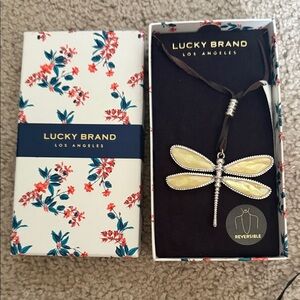Lucky Brand Silver and Cream Dragonfly Necklace